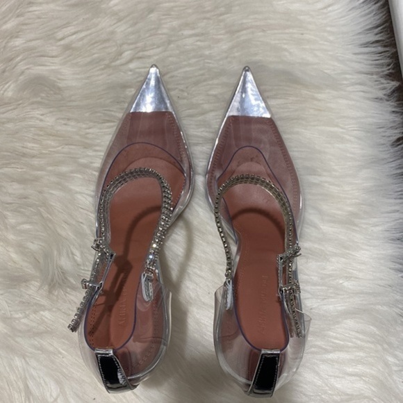 New Amina Muaddi Ursina Crystal pointed toe‎ clear pump size 40EU - Picture 5 of 15